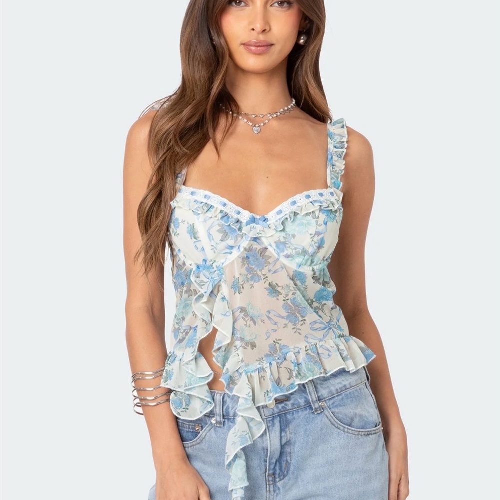 NWT Edikted Cascade Ruffle Bra Top